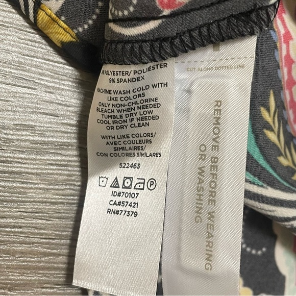 ANN TAYLOR LOFT Multicolor Black Pink Turquoise Long Sleeve Floral Dress Sz 00P - Picture 10 of 10